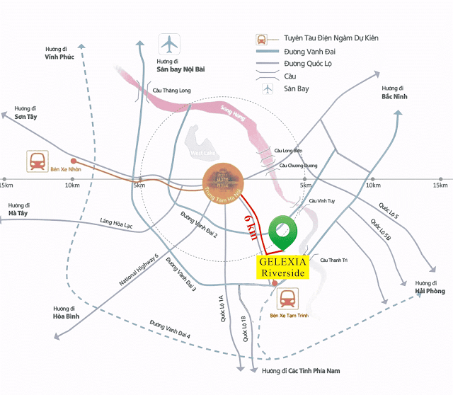 Vị trí đắc địa tại dự án chung cư Gelexia Riverside Hoàng Mai