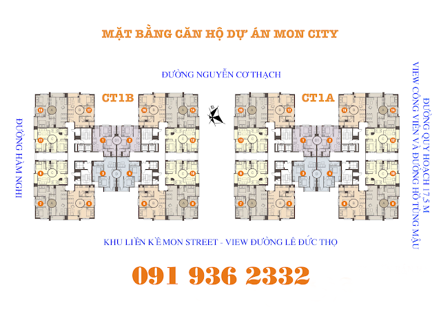 Mặt bằng căn hộ Mon City Mỹ Đình